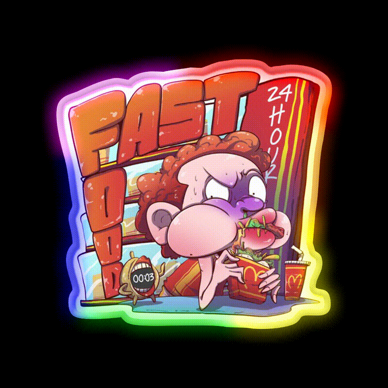 Fast Food Snack Food Led Neon Sign Rgb Color - LED neon sign close-up detail