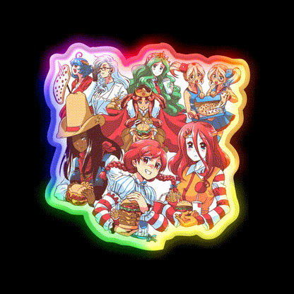 Fast Food Waifus Fast Food Led Neon Sign For Burger Place Rgb Color - LED neon sign close-up detail