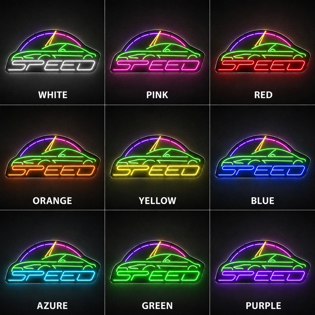 Fast Speed Car Neon Sign LED Neon Sign color grid