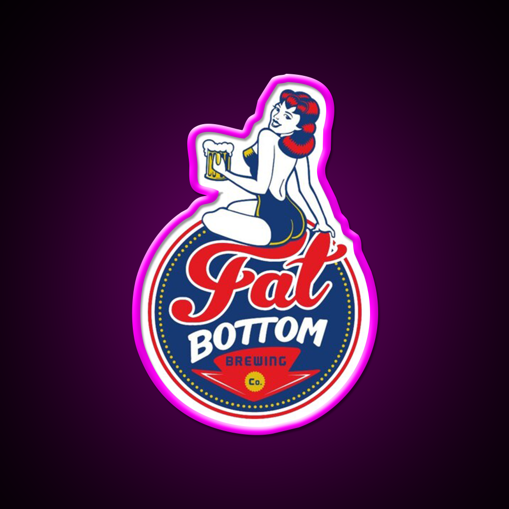 Fat Bottom Brewing Beer Bar Decor Led Neon Sign Rgb Color - Neon sign mounted on wall in room