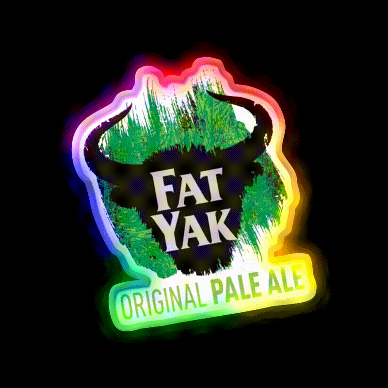 Fat Yak Logo Beer Bar Decor Led Neon Sign Rgb Color - LED neon sign close-up detail
