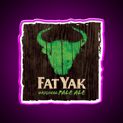 Fat Yak Logo Beer Bar Decor Led Neon Sign Wall Art Rgb Color - Neon sign mounted on wall in room