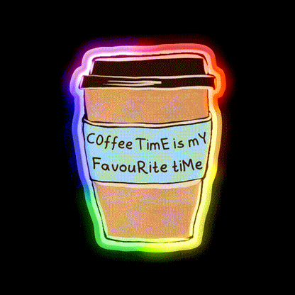 Fav Time Cafe Led Neon Sign Espresso Bar Art Rgb Color