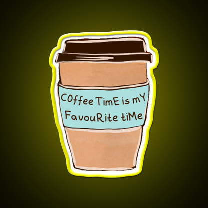 Fav Time Cafe Led Neon Sign Espresso Bar Art Rgb Color