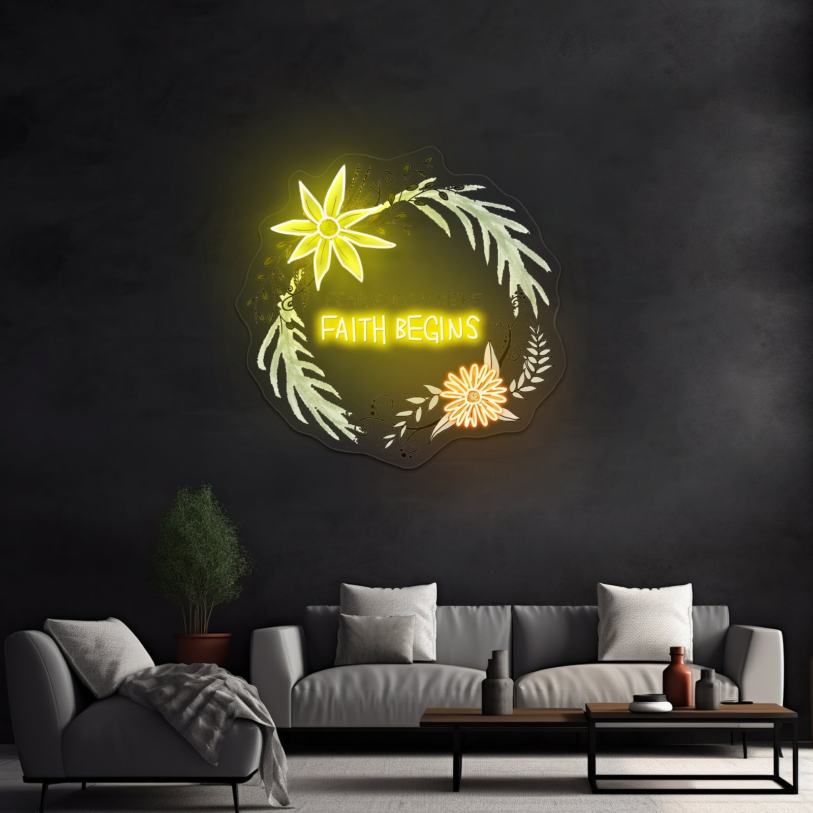 Fear Ends Where Faith Begins Light Up Signs Custom - Shineneon