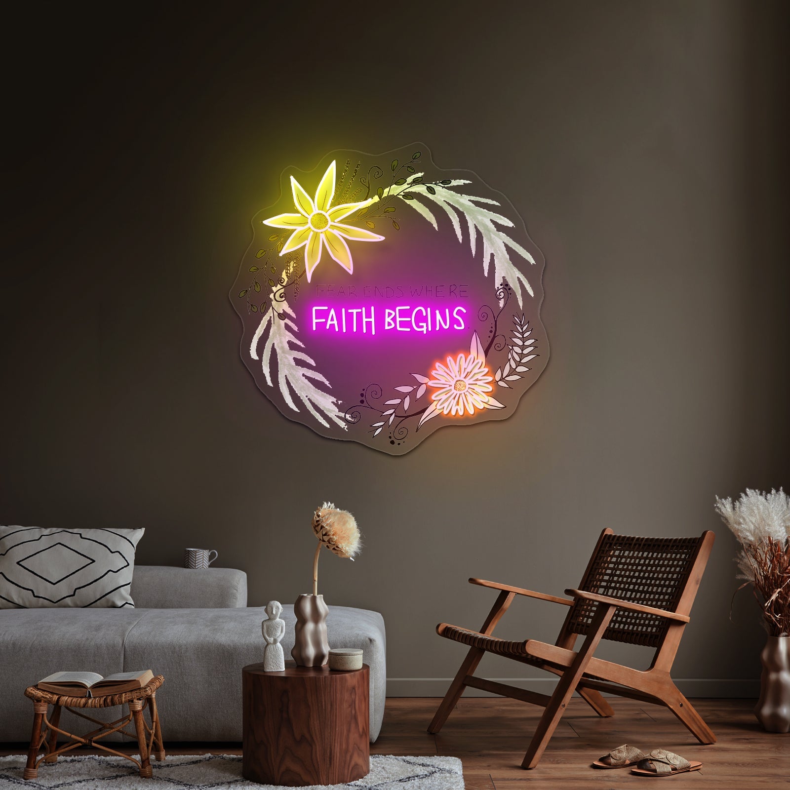Fear Ends Where Faith Begins Light Up Signs Custom - Shineneon