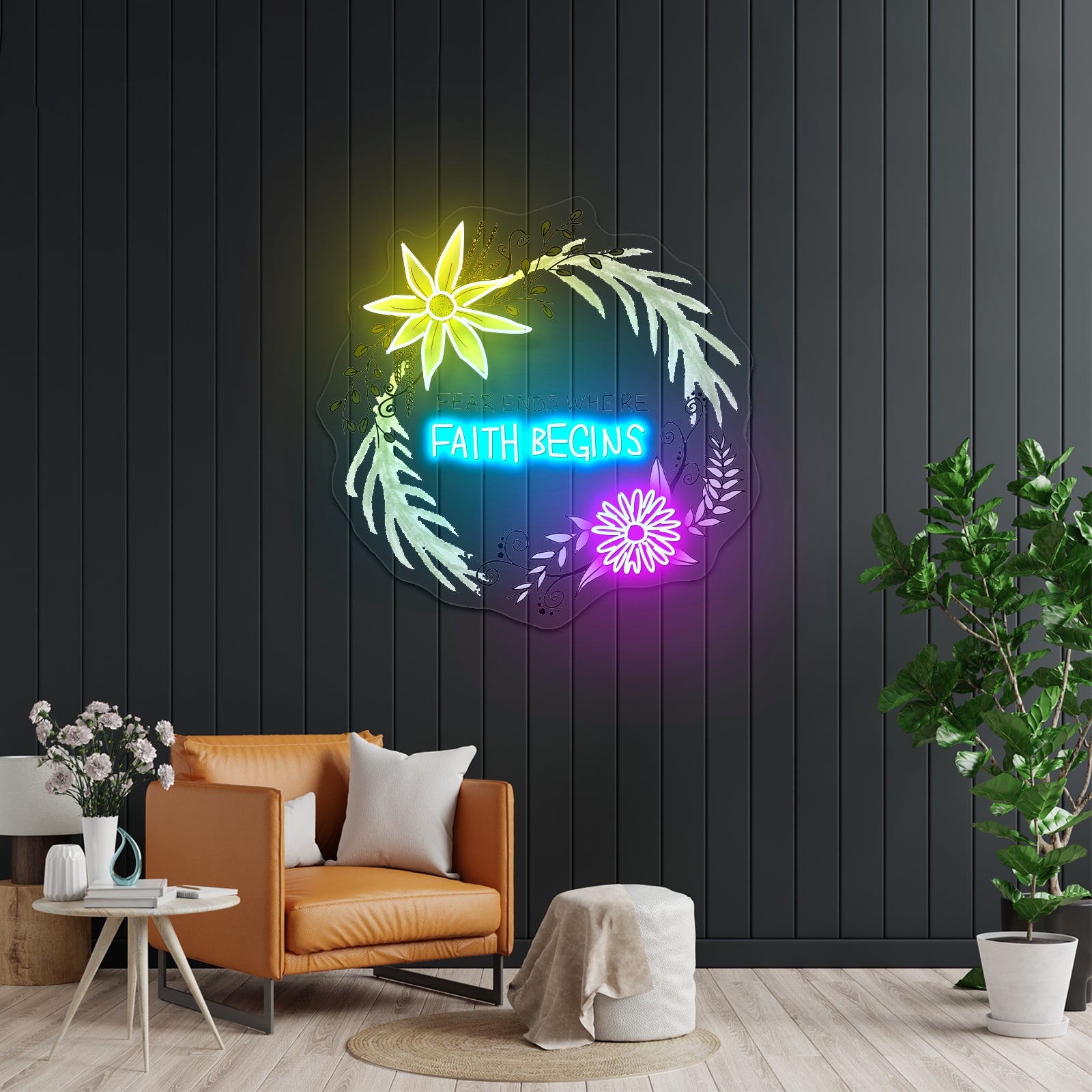 Fear Ends Where Faith Begins Light Up Signs Custom