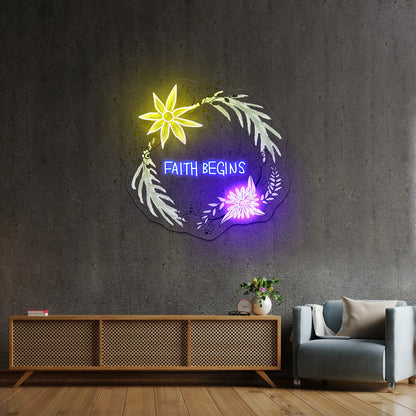 Fear Ends Where Faith Begins Light Up Signs Custom