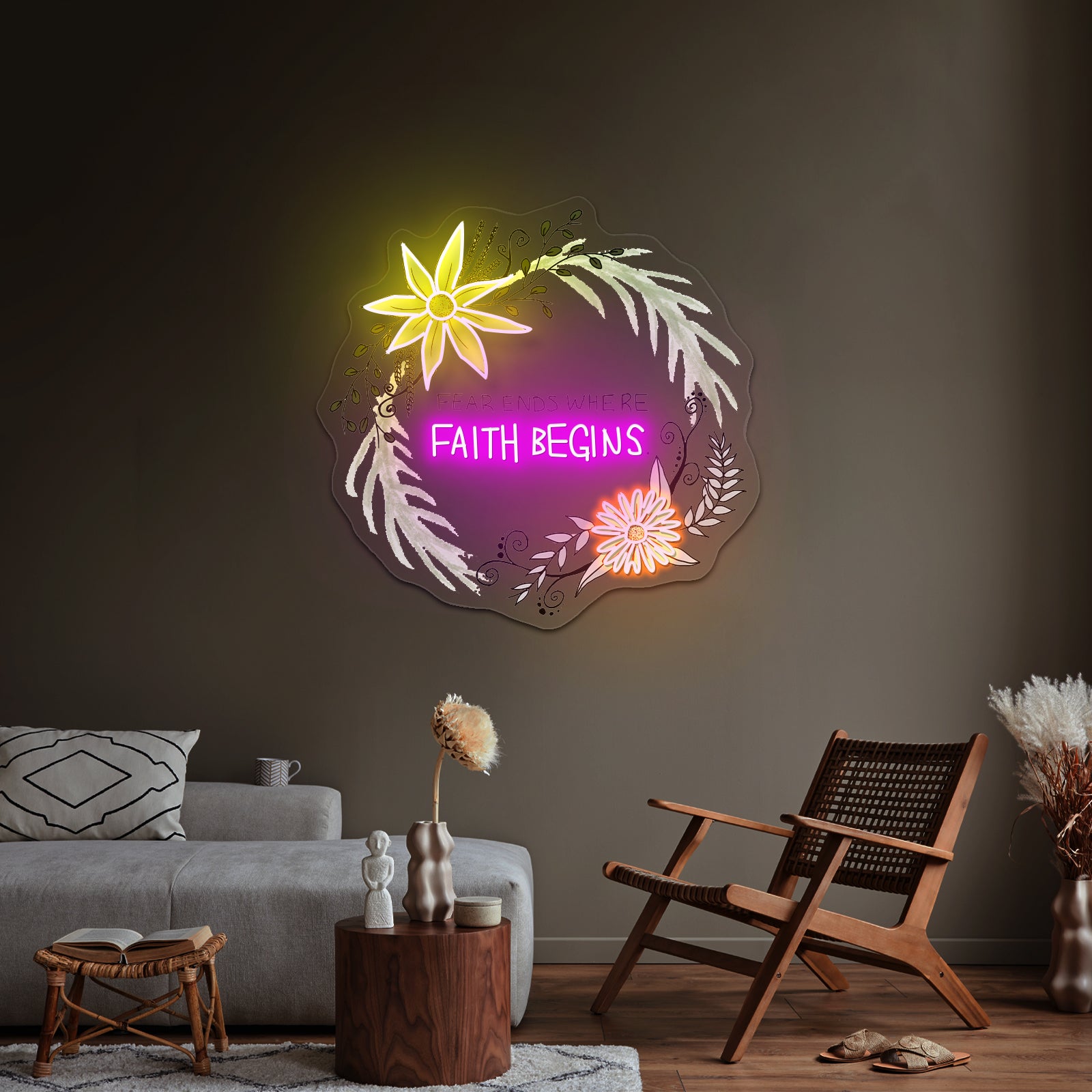 Fear Ends Where Faith Begins Light Up Signs Custom