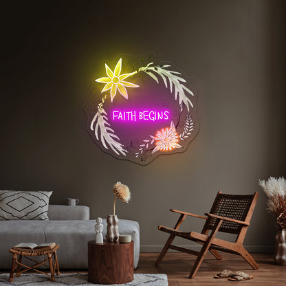Fear Ends Where Faith Begins Light Up Signs Custom