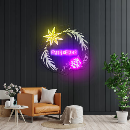 Fear Ends Where Faith Begins Light Up Signs Custom