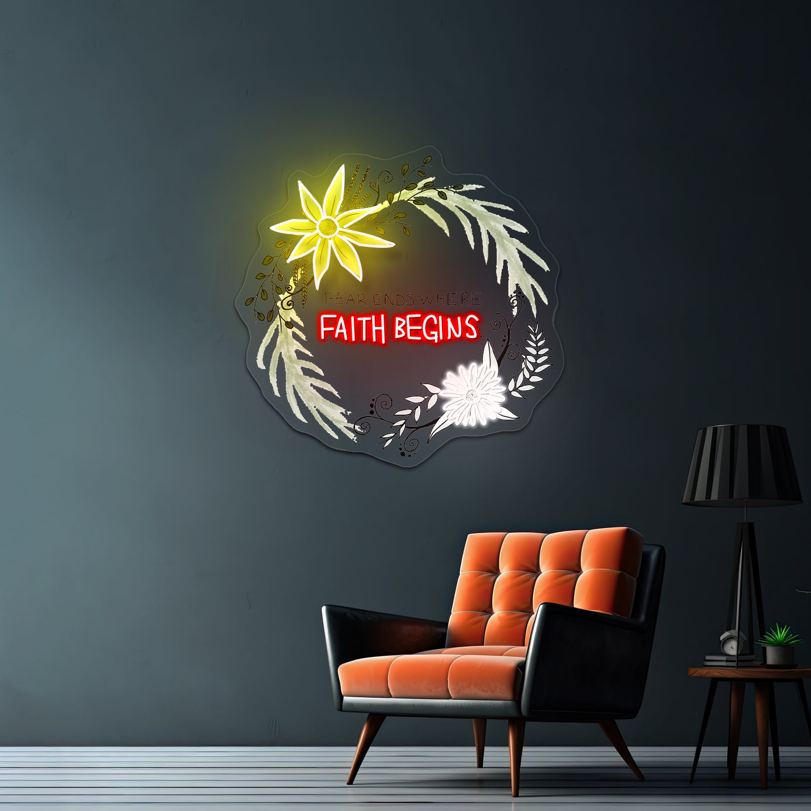 Fear Ends Where Faith Begins Light Up Signs Custom