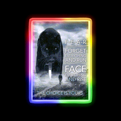 Fear Has Two Meanings Panther Gym Fitness Led Neon Sign Rgb Color - LED neon sign close-up detail