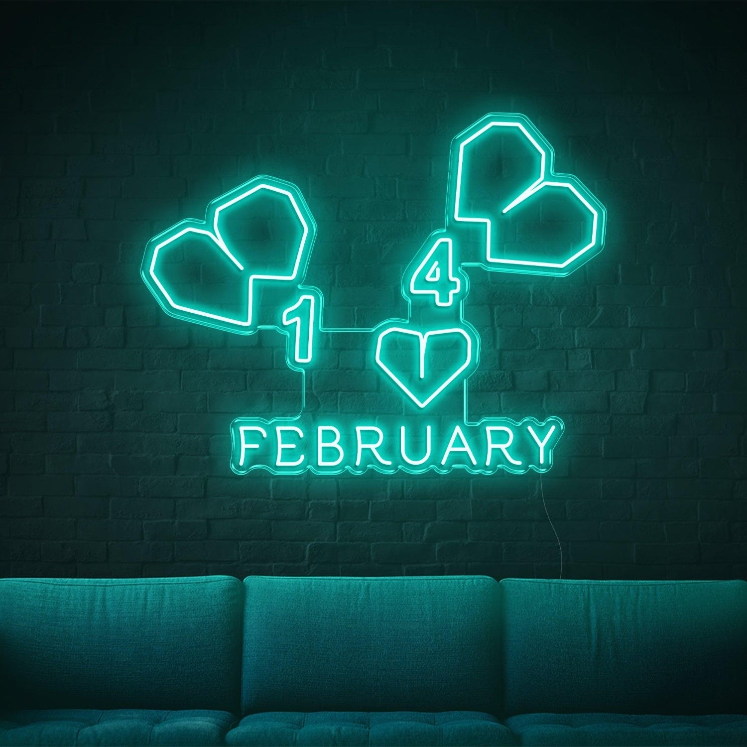 February-14 Heart Led Neon Sign For Indoor Valentines Decor | Shineneon