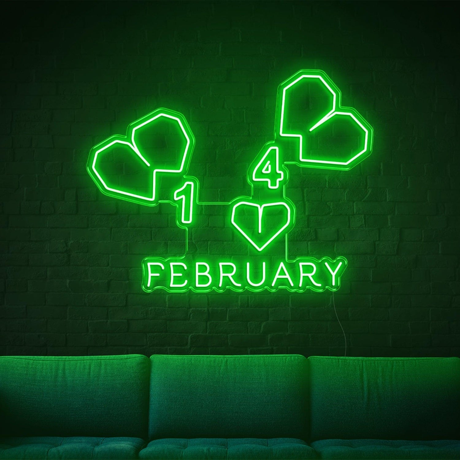 February-14 Heart Led Neon Sign For Indoor Valentines Decor | Shineneon