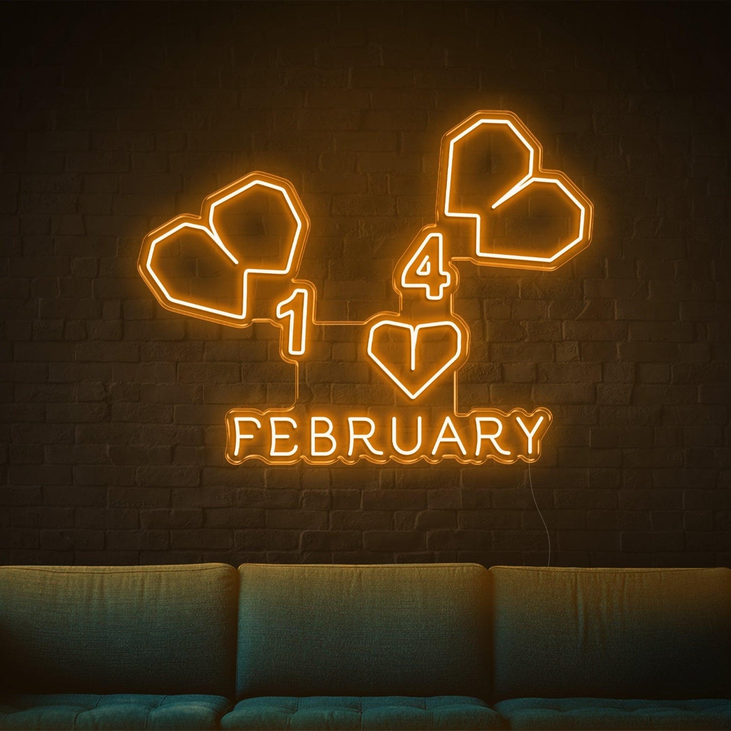 February-14 Heart Led Neon Sign For Indoor Valentines Decor | Shineneon