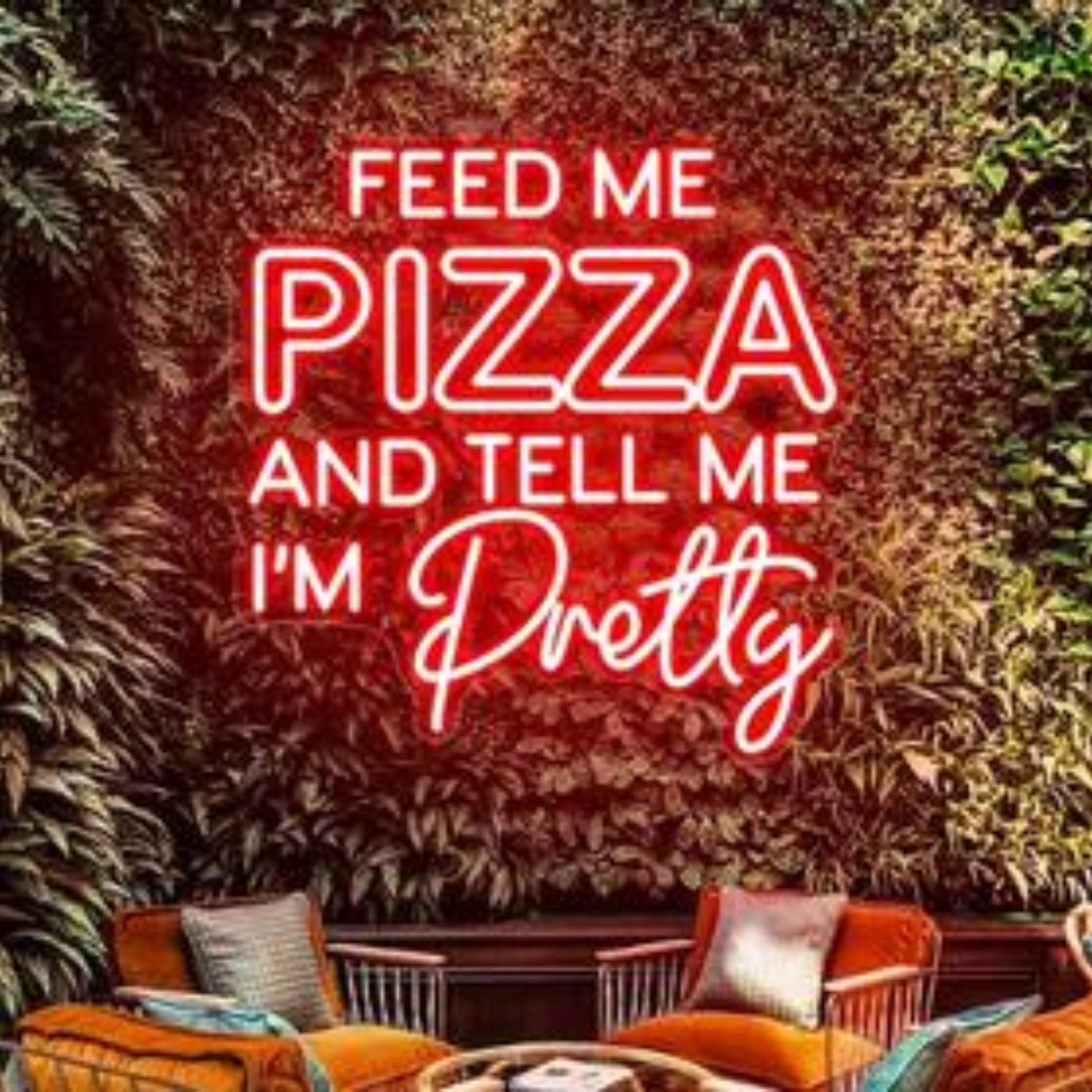 Feed Me Pizza Tell Me Im Pretty Red Led Neon Sign Cafe Restaurant Home Wall Decor | Shineneon