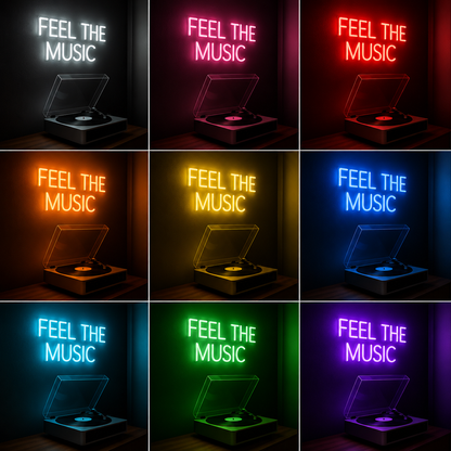 Feel The Music LED Neon Sign - 05 Color Grid