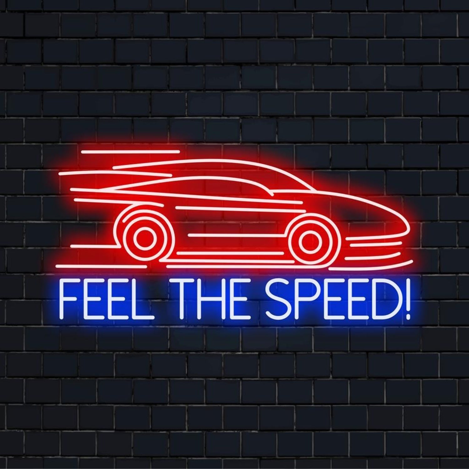 Feel The Speed Red Blue Modern Car Led Neon Sign For Auto Bar Garage Decor | Shineneon