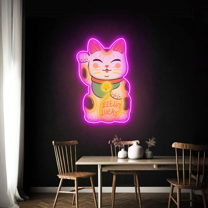 Feelin Lucky Cat Neon Signs For Business - Shineneon