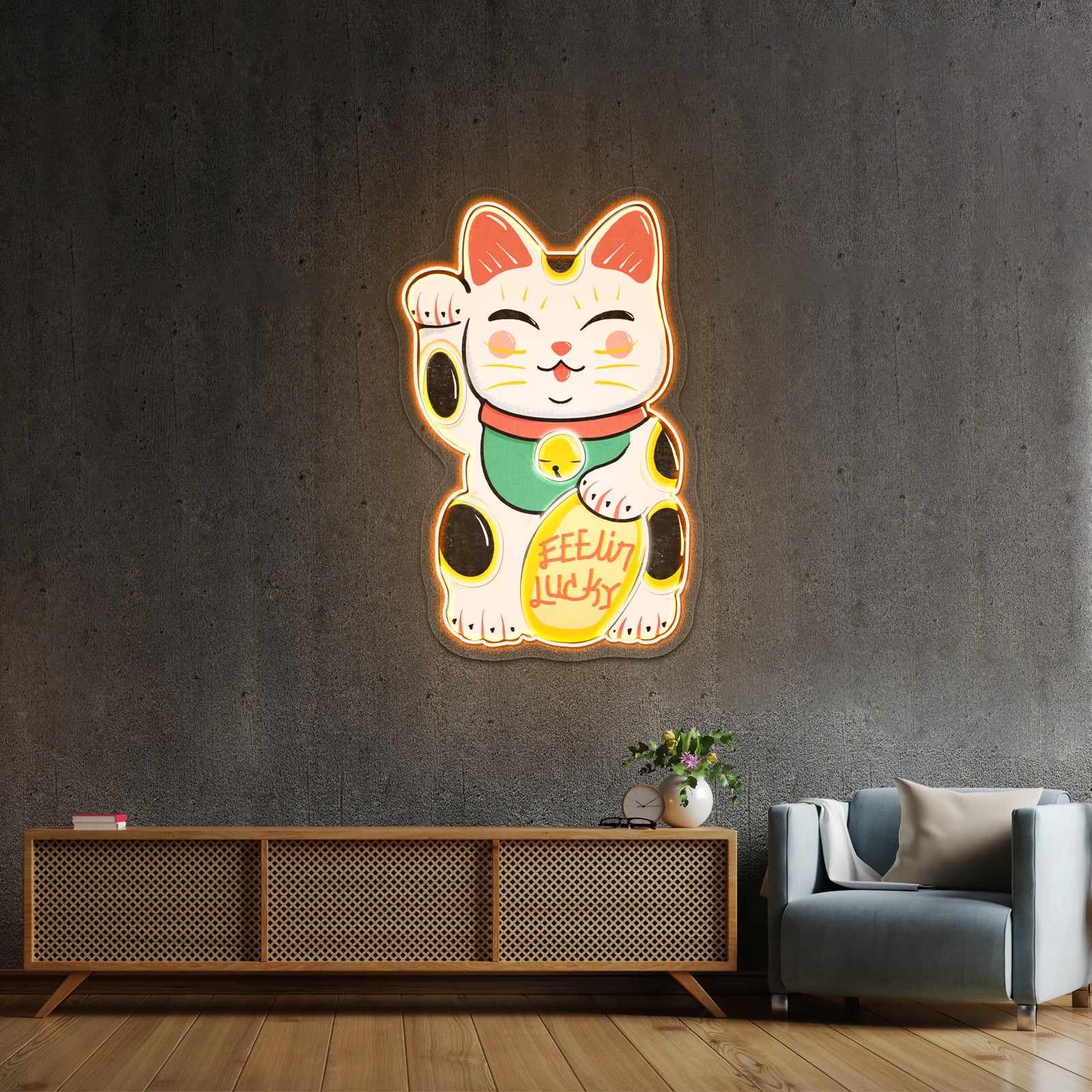 Feelin Lucky Cat Neon Signs For Business - Shineneon