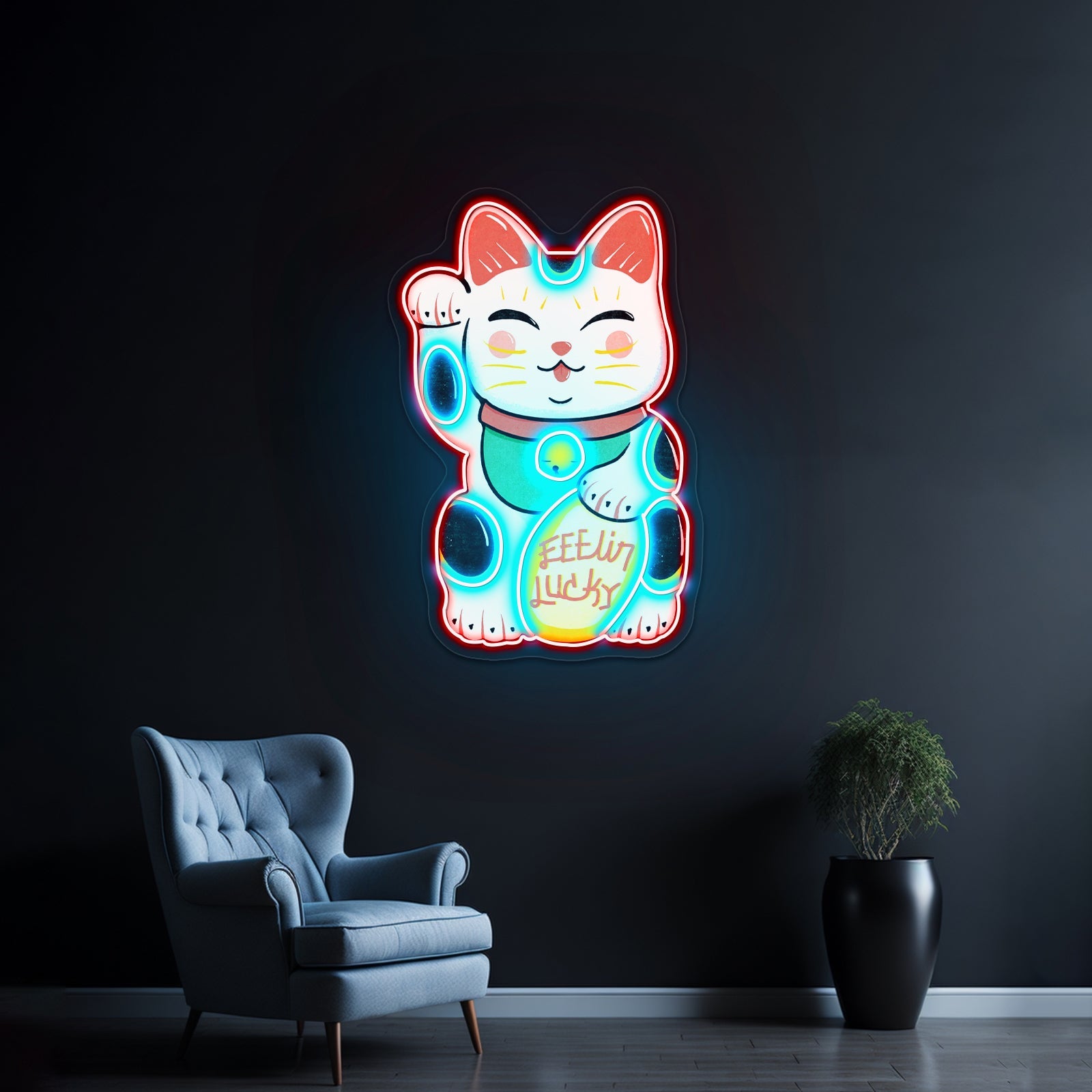 Feelin Lucky Cat Neon Signs For Business - Shineneon