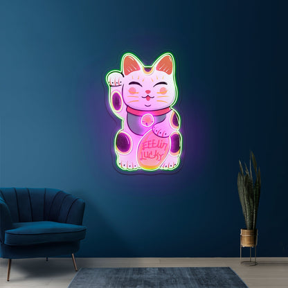 Feelin Lucky Cat Neon Signs For Business - Shineneon