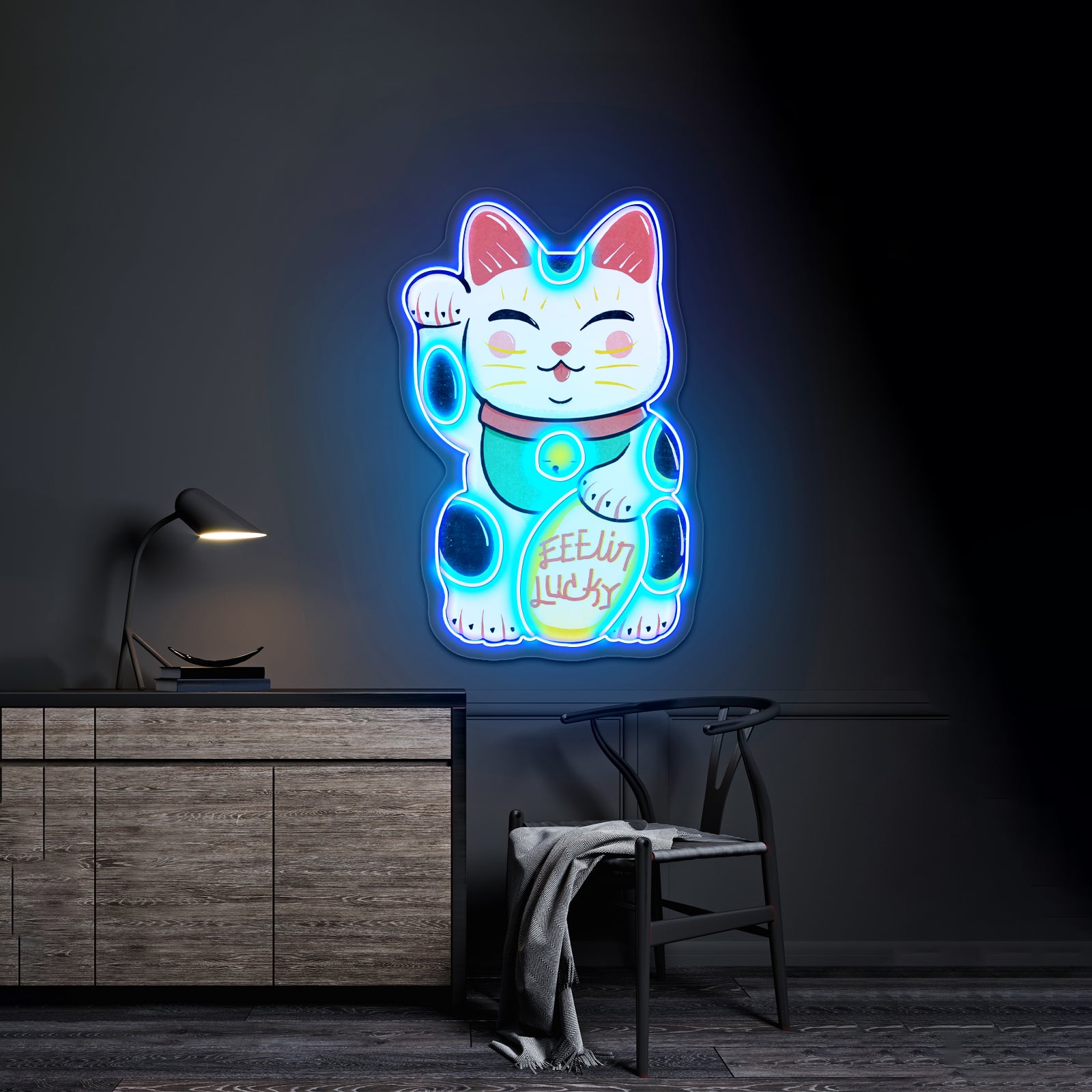 Feelin Lucky Cat Neon Signs For Business