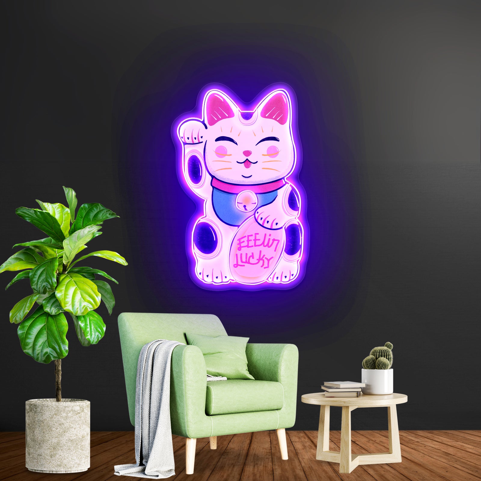 Feelin Lucky Cat Neon Signs For Business