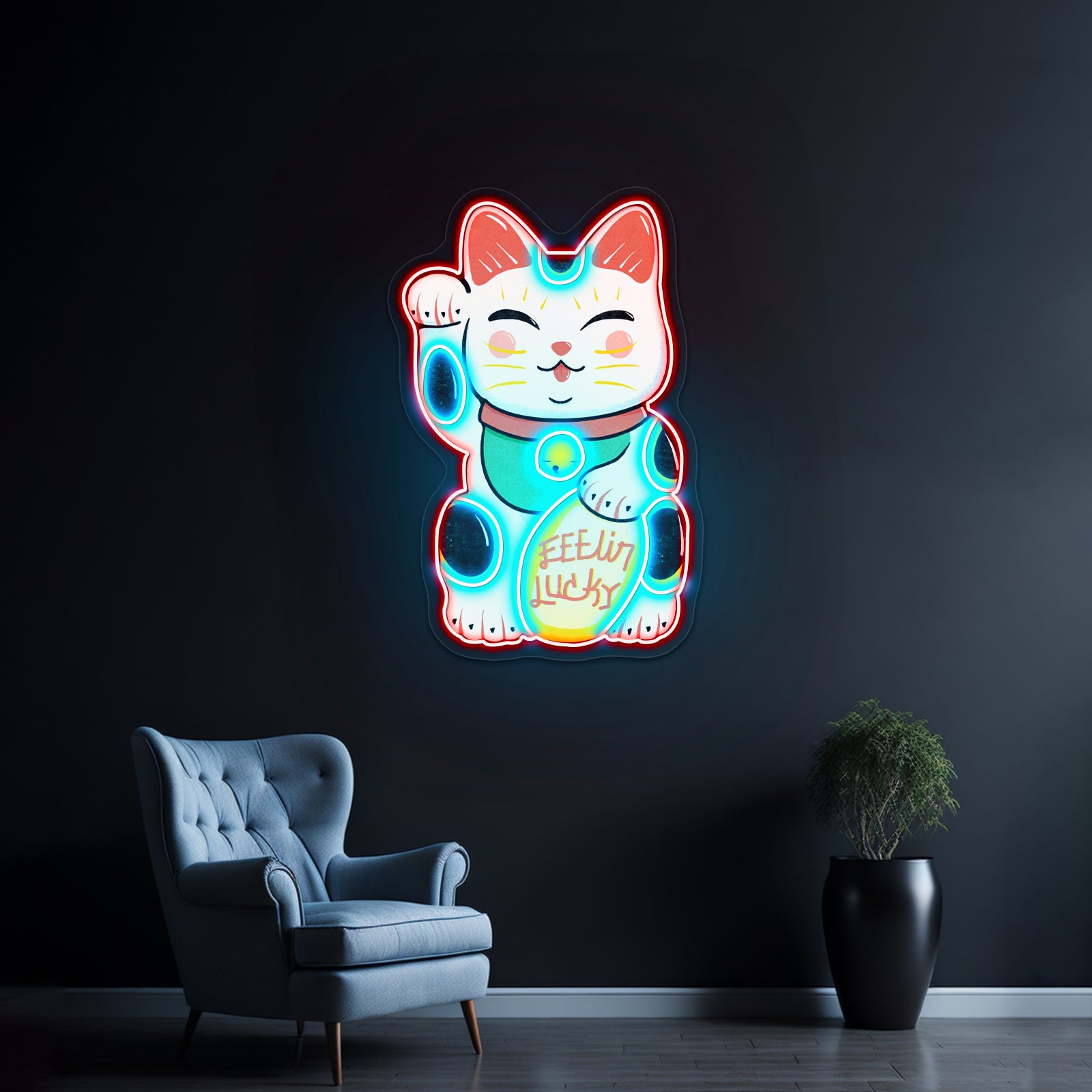 Feelin Lucky Cat Neon Signs For Business