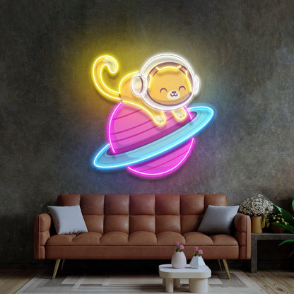Feeline Astronaut Chilling Uv Printed Led Neon Sign For Space Room Decor | Shineneon