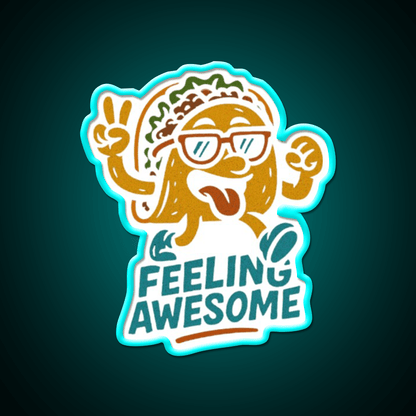 Feeling Awesome Taco Dancing Happy Snack Taco Led Neon Sign Rgb Color - Shineneon