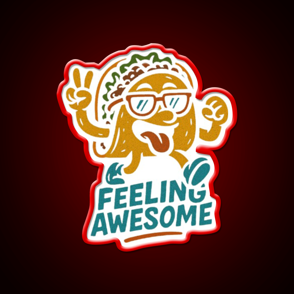 Feeling Awesome Taco Dancing Happy Snack Taco Led Neon Sign Rgb Color - Shineneon