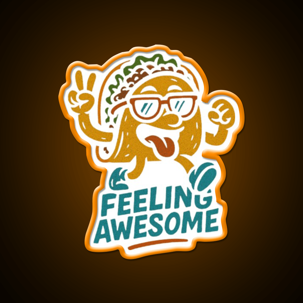 Feeling Awesome Taco Dancing Happy Snack Taco Led Neon Sign Rgb Color - Shineneon