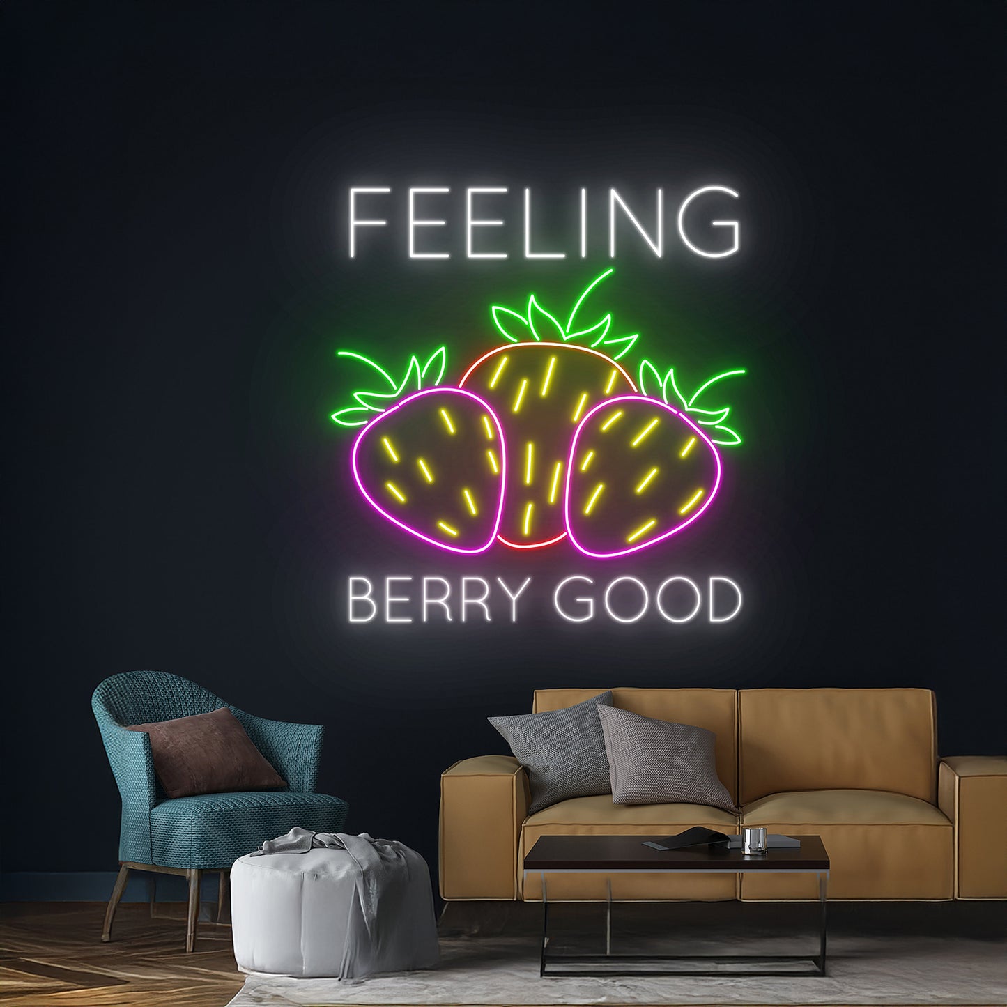 Feeling Berry Good Strawberry Neon Sign