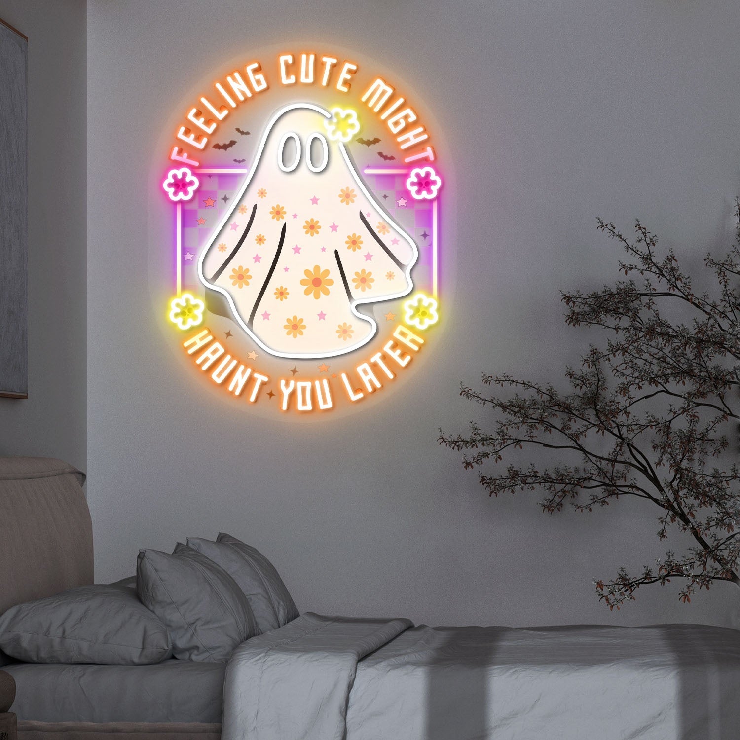 Feeling Cute Might Haunt You Later Halloween Acrylic Led Neon Sign | Shineneon