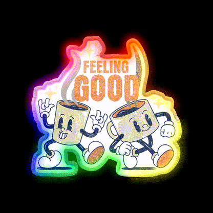 Feeling Good Coffee Lover Print Cafe Led Neon Sign Espresso Bar Art Rgb Color