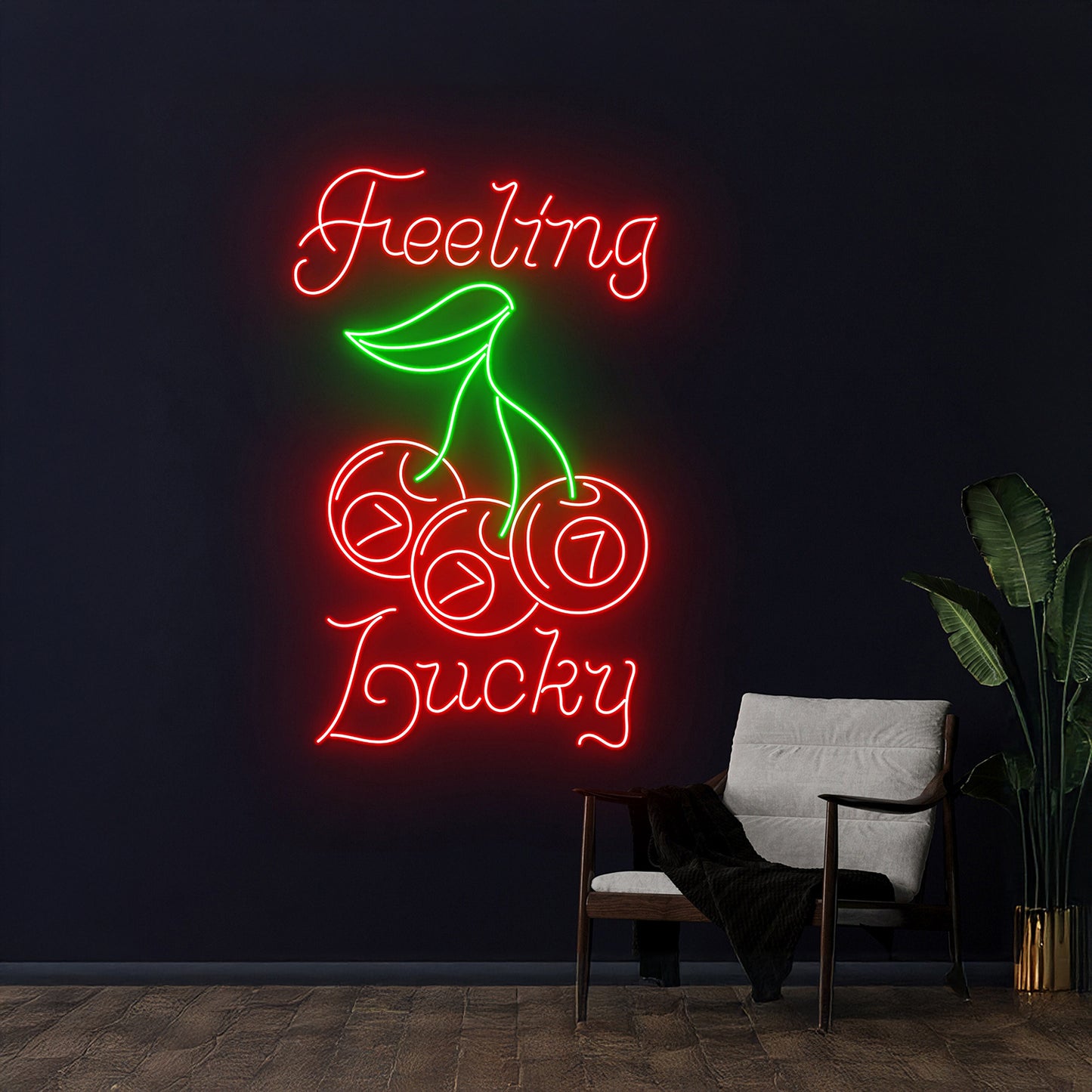 Feeling Lucky 777 Cherry Led Sign