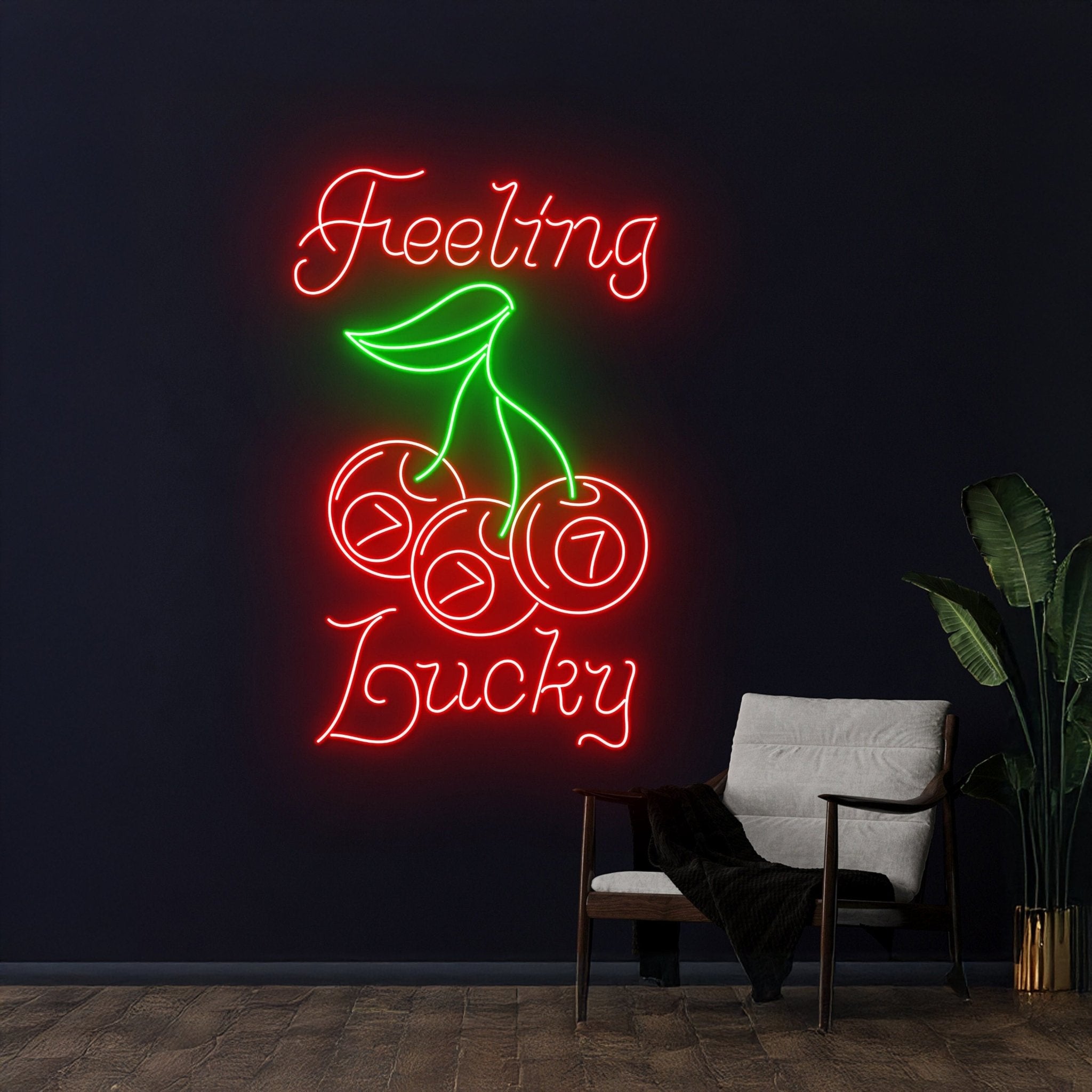 Feeling Lucky 777 Cherry Led Sign - Shineneon