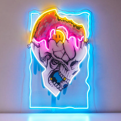 Feeling Skull Melt-Effect Blue-Yellow-Pink Uv Printed Led Neon Sign For Studio Decor | Shineneon