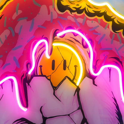 Feeling Skull Melt-Effect Blue-Yellow-Pink Uv Printed Led Neon Sign For Studio Decor | Shineneon