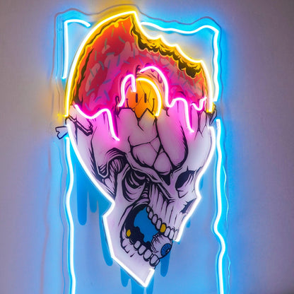 Feeling Skull Melt-Effect Blue-Yellow-Pink Uv Printed Led Neon Sign For Studio Decor | Shineneon