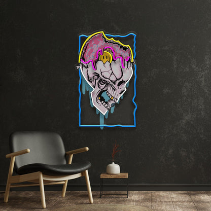 Feeling Skull Melt-Effect Blue-Yellow-Pink Uv Printed Led Neon Sign For Studio Decor | Shineneon