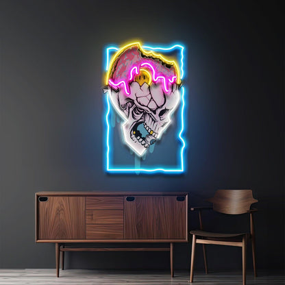 Feeling Skull Melt-Effect Blue-Yellow-Pink Uv Printed Led Neon Sign For Studio Decor | Shineneon