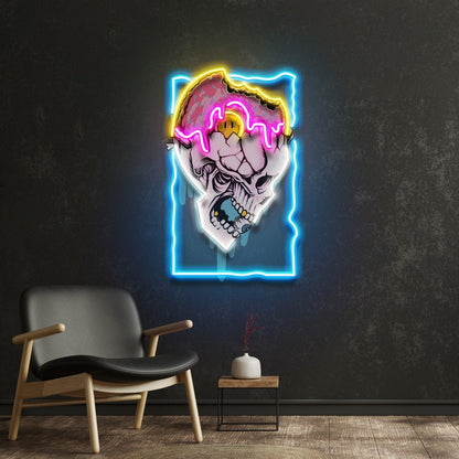 Feeling Skull Melt-Effect Blue-Yellow-Pink Uv Printed Led Neon Sign For Studio Decor | Shineneon