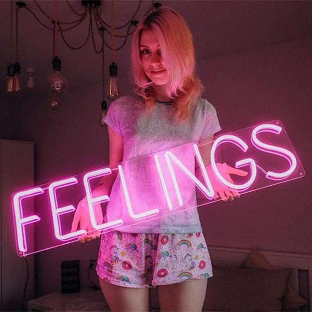 Feelings Pink Led Neon Sign Modern Bedroom Wall Decor | Shineneon