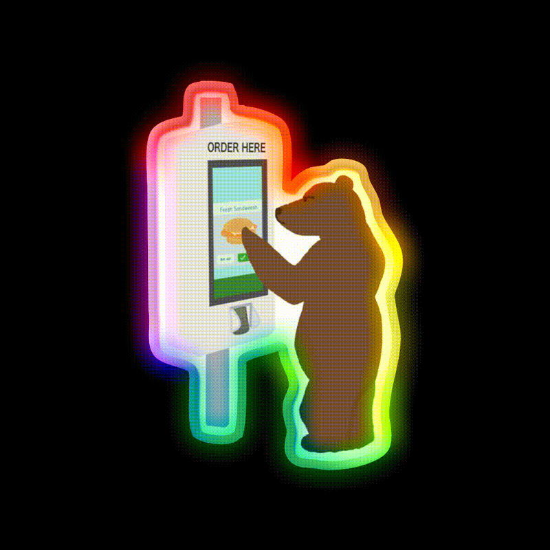 Feesh Sandweesh Fast Food Led Neon Sign For Burger Place Rgb Color - LED neon sign close-up detail