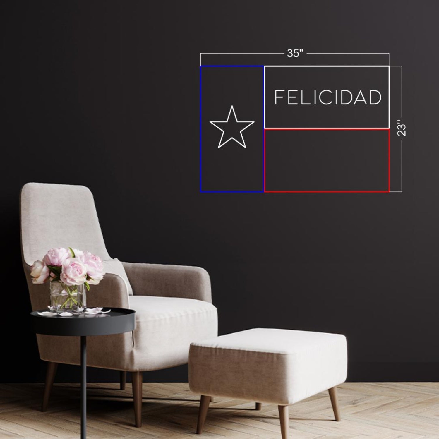Felicidad Texas Flag Tri-Color Led Neon Sign Indoor Wall Art Decor | Shineneon