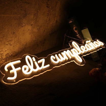 Feliz Cumpleanos Yellow Neon Sign | Shineneon