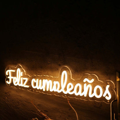 Feliz Cumpleanos Yellow Neon Sign | Shineneon
